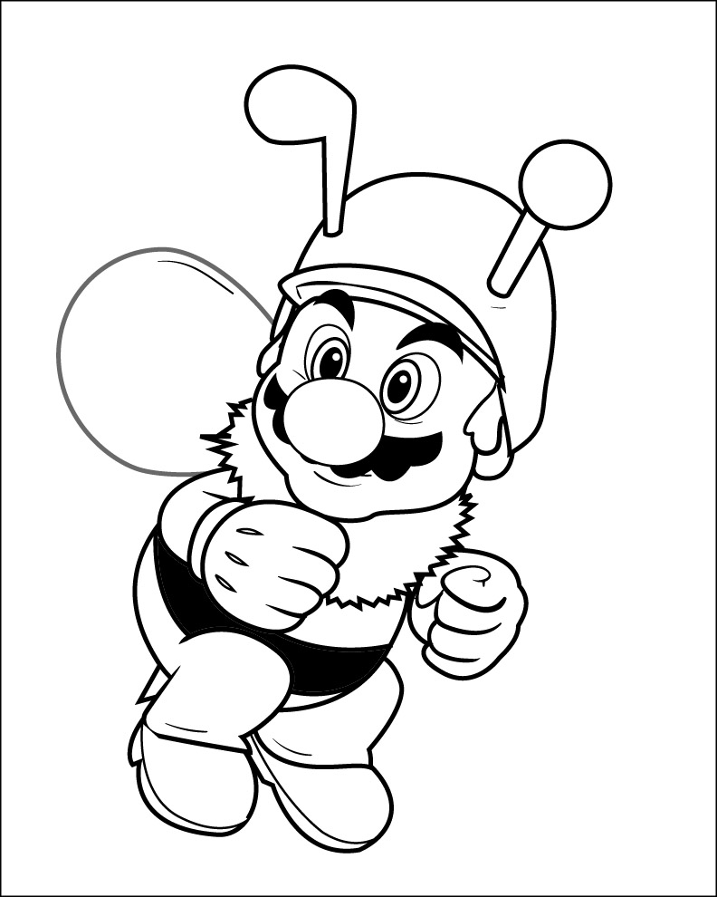 Mario Bee - Super Mario Coloring Pages