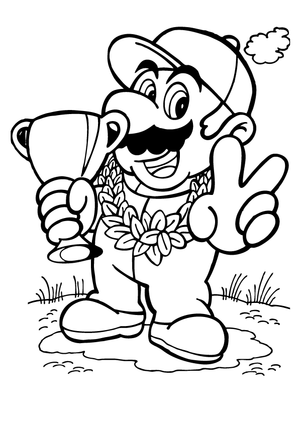 Mario Wins - Super Mario Coloring Pages