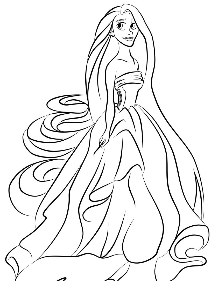 Princess Coloring Pages Gown