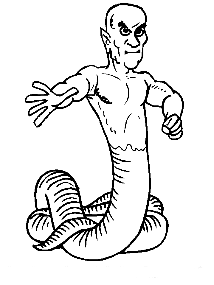 Snake Man - Scary Coloring Pages