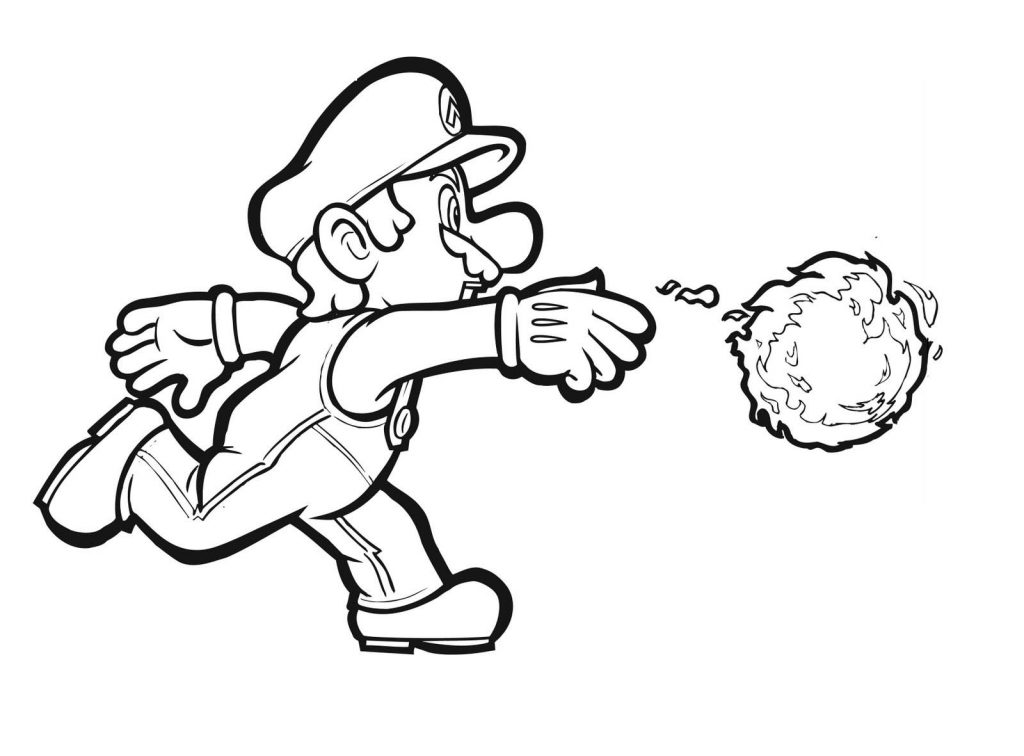 Super Mario Coloring Pages Fireball