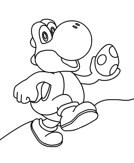Yoshi and egg - Super Mario Coloring Pages
