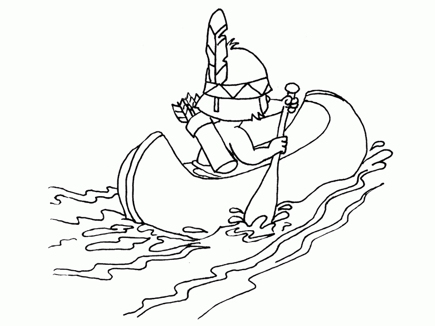Canoe Indian Coloring Pages