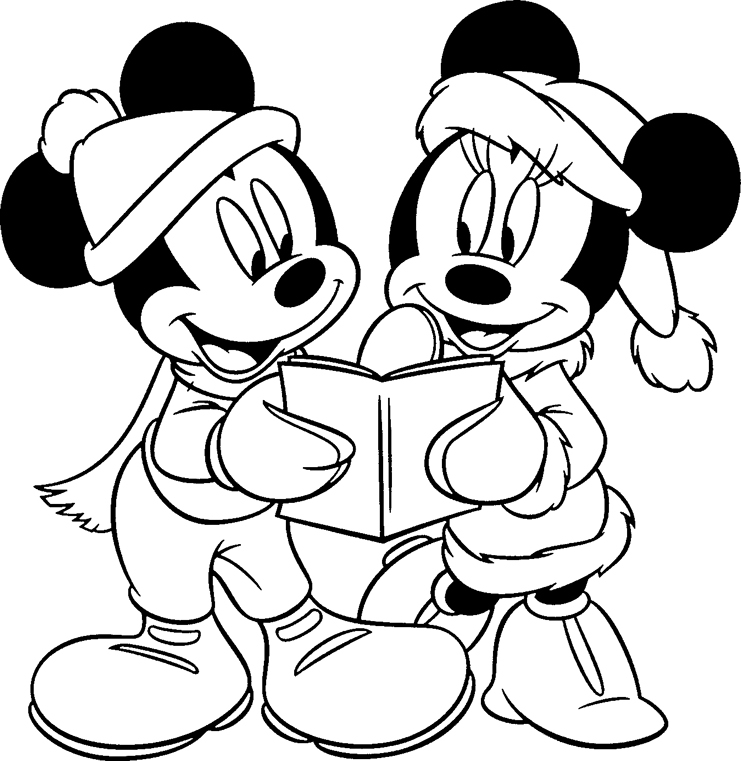 Caroling - Disney Christmas Coloring Pages