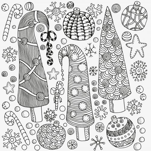Christmas Trees - Christmas Coloring Pages for Adults