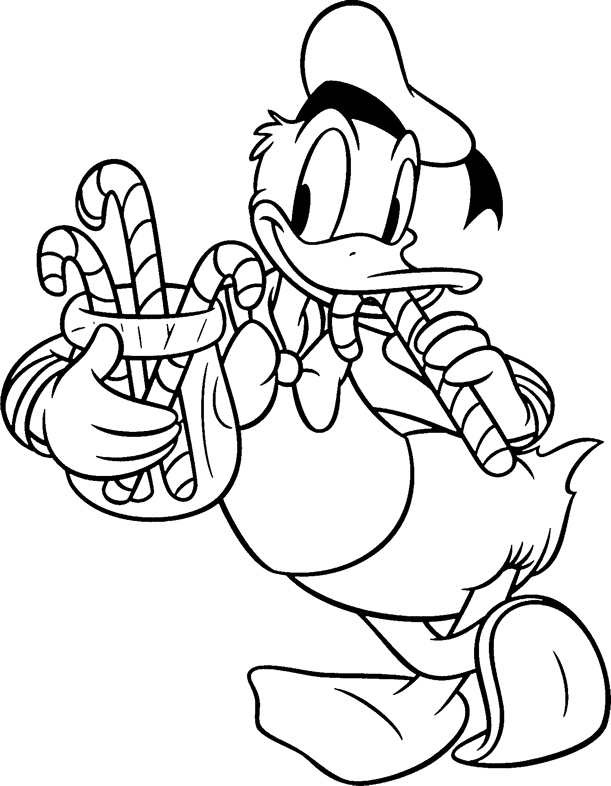 Donald Candy - Disney Christmas Coloring Pages