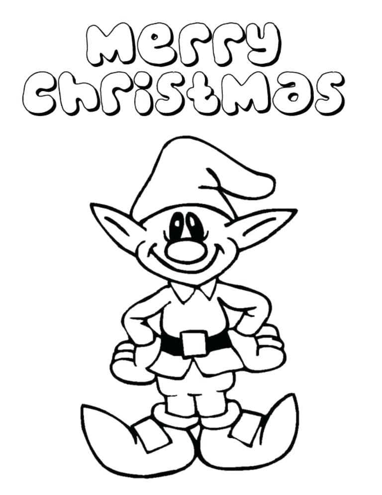 Elf Merry Christmas Coloring Page