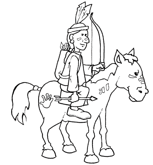 Horse and Indian Coloring Pages
