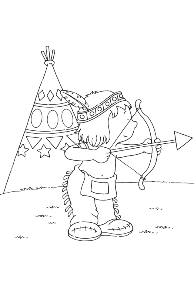 Indian Coloring Pages - Bow and Arrow