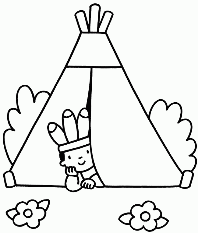 Indian Coloring Pages - Tee Pee