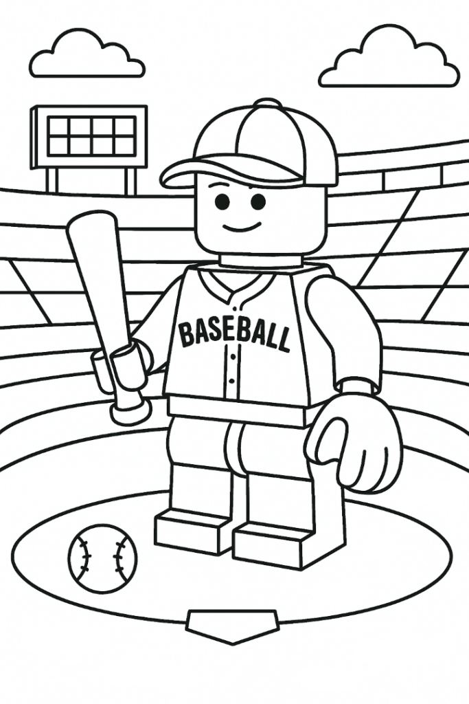 Lego Baseball Coloring Page