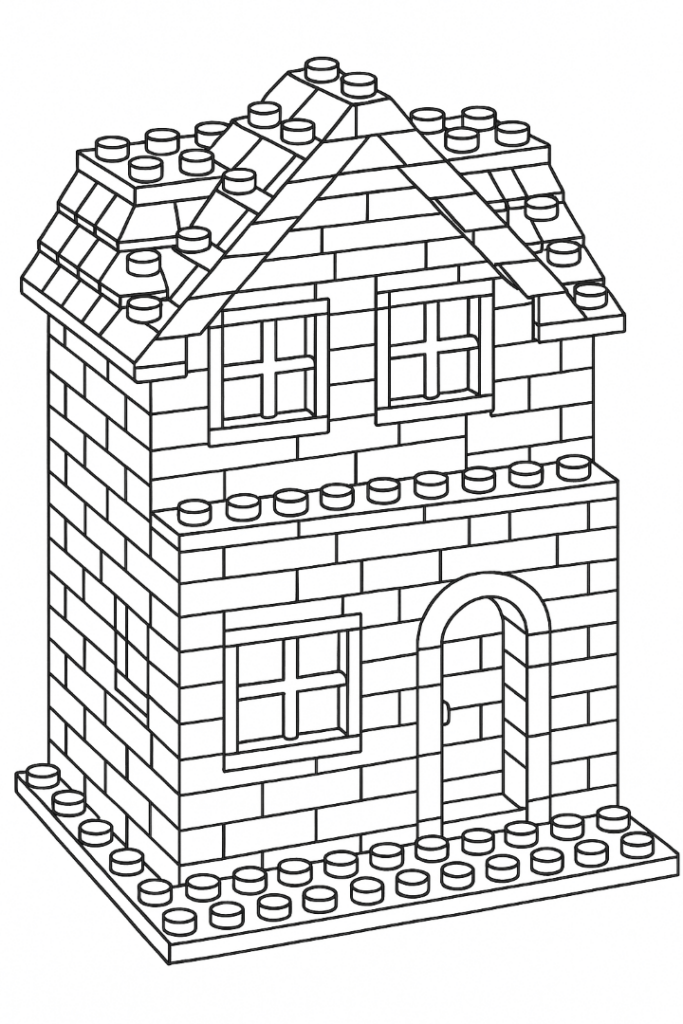 Lego Building Coloring Page