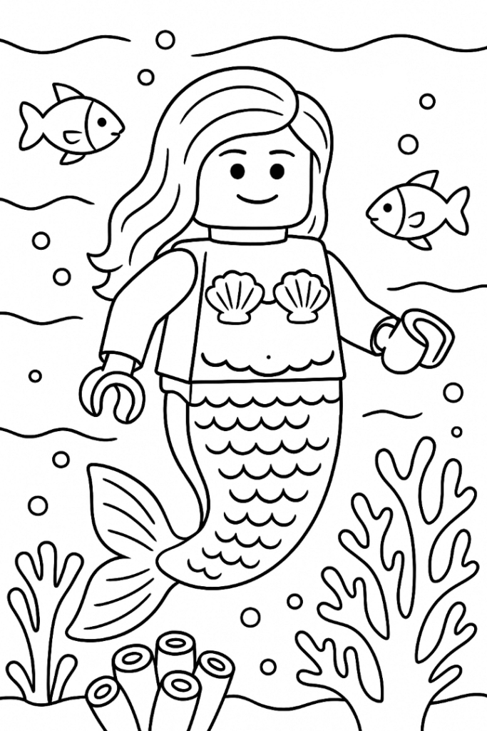 Lego Mermaid Coloring Page