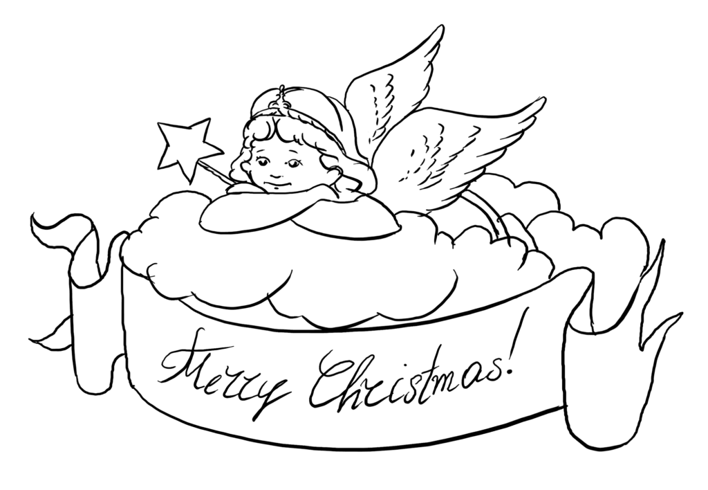 Merry Christmas Angel Coloring Page