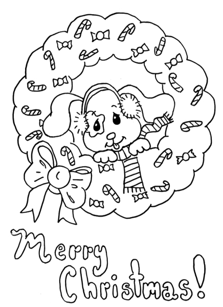 Merry Christmas Coloring Pages - Puppy