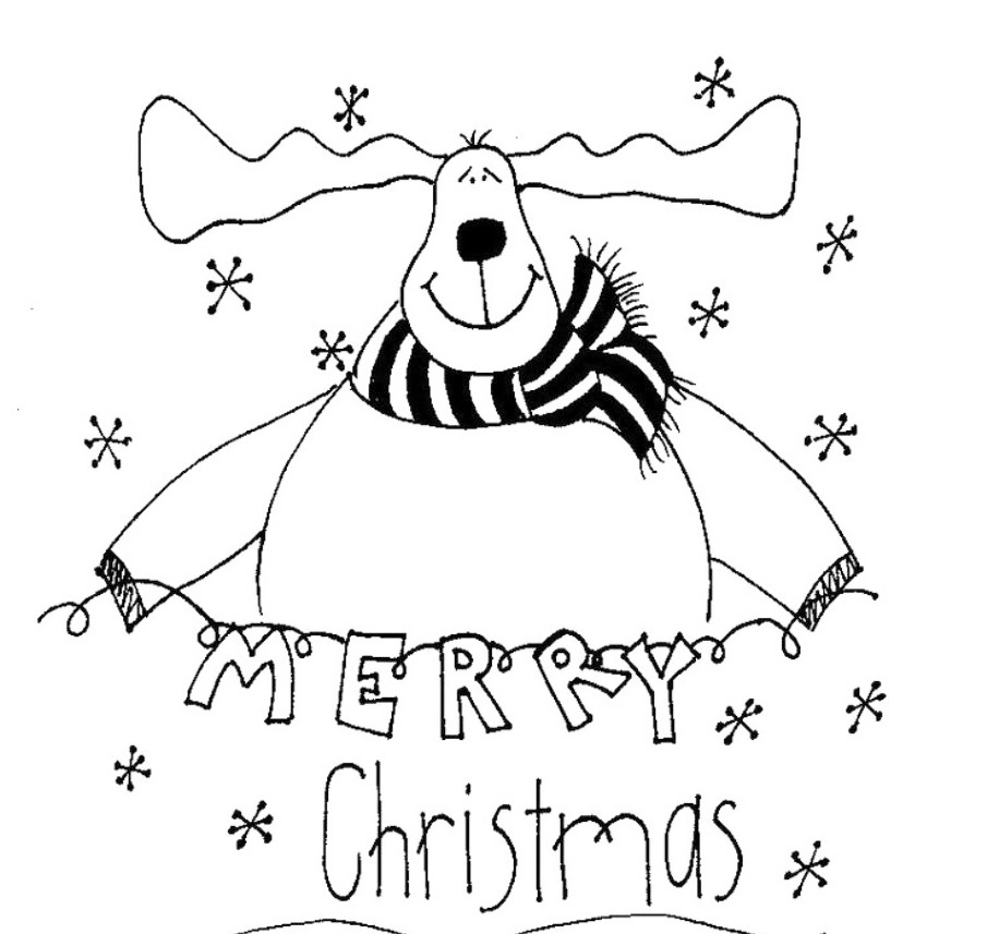 Merry Christmas Reindeer Coloring Page