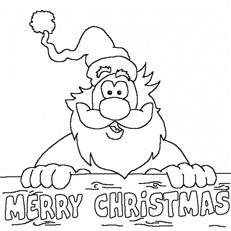 Merry Christmas From Santa Clause Coloring Page