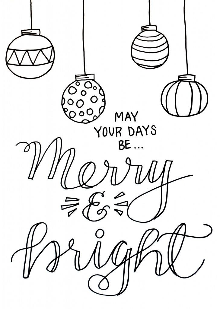 Merry and Bright Christmas Coloring Page