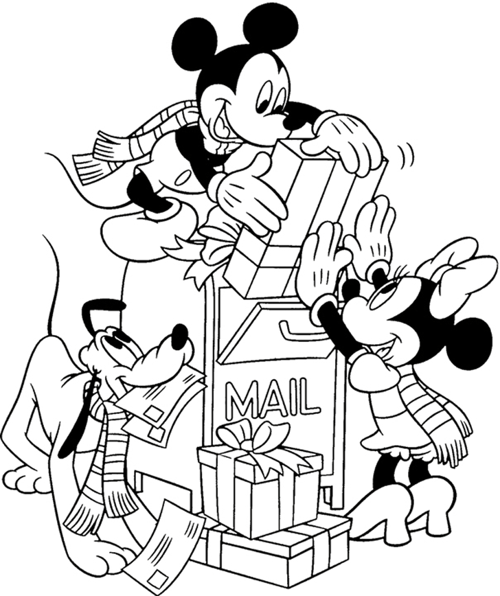 Mickeys Gifts - Disney Christmas Coloring Pages