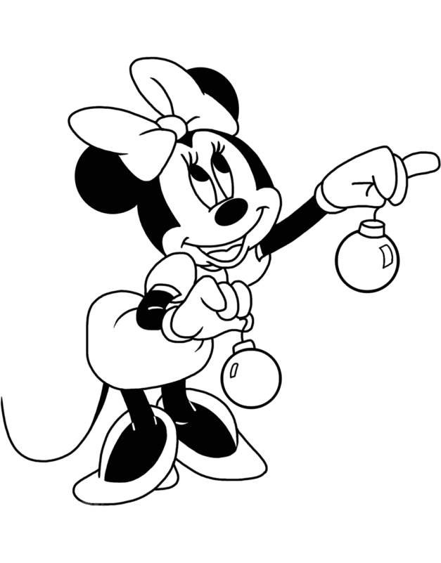 Minnie Mouse With Ornament Coloring Page