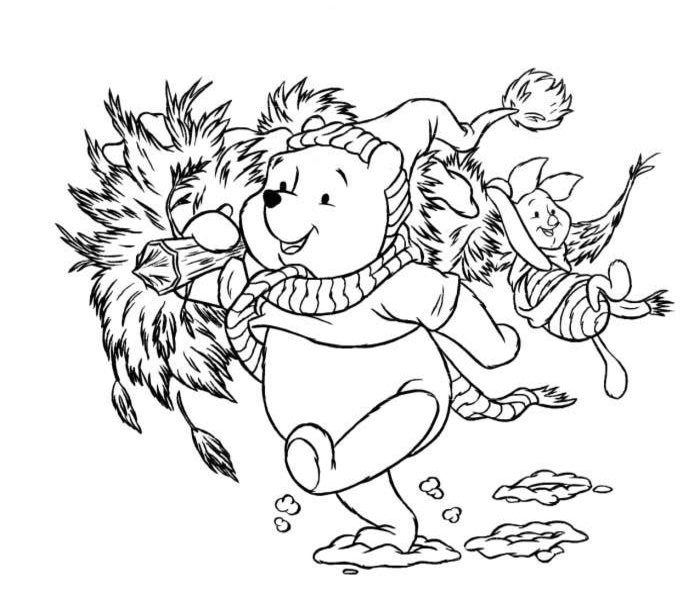 Poohs Tree - Disney Christmas Coloring Pages