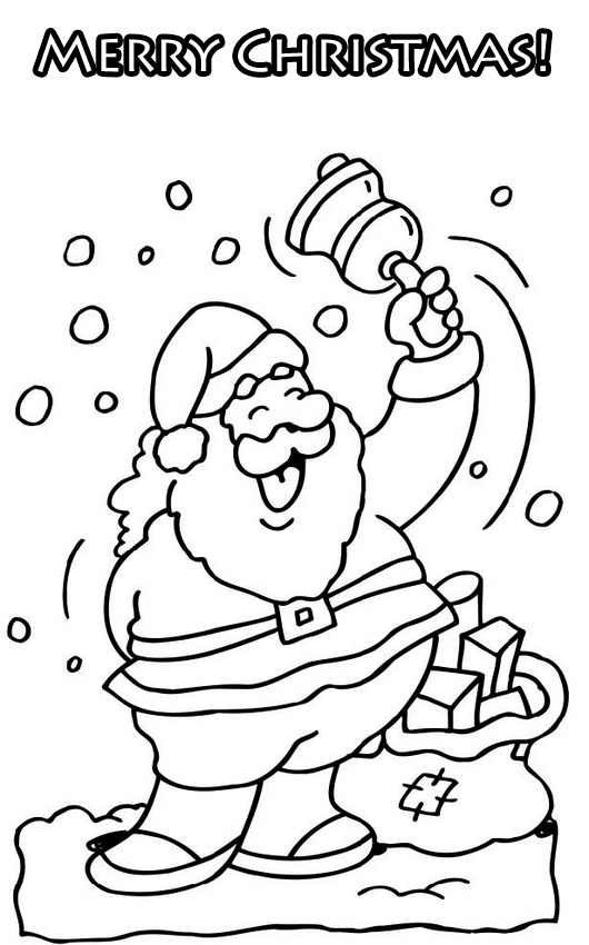 Santa Bells Merry Christmas Coloring Pages