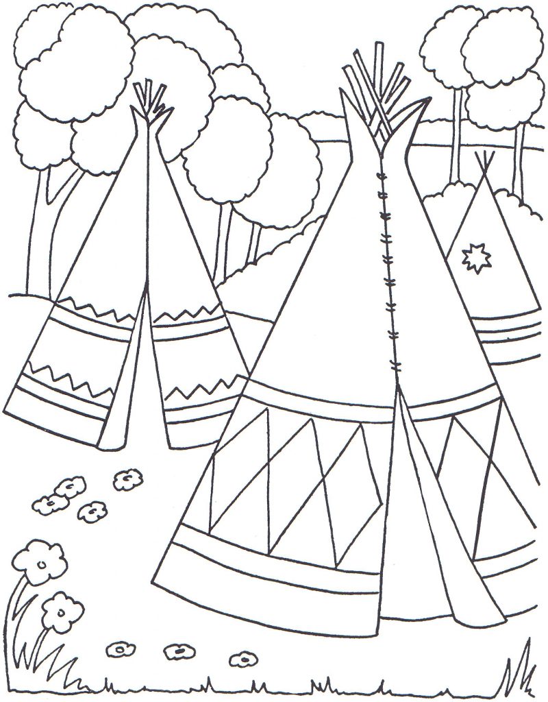 Village - Native American Coloring Pages