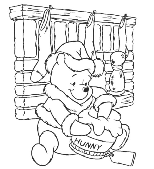 Winnie the Pooh - Disney Christmas Coloring Pages