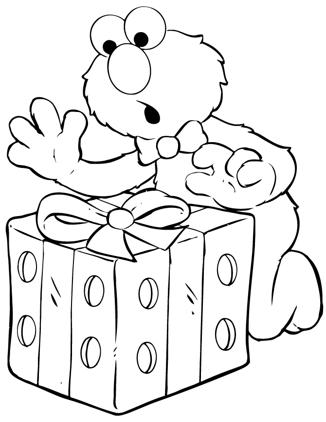 A Present for Elmo Coloring Page