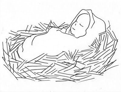 Baby Jesus in a Manger Coloring Page