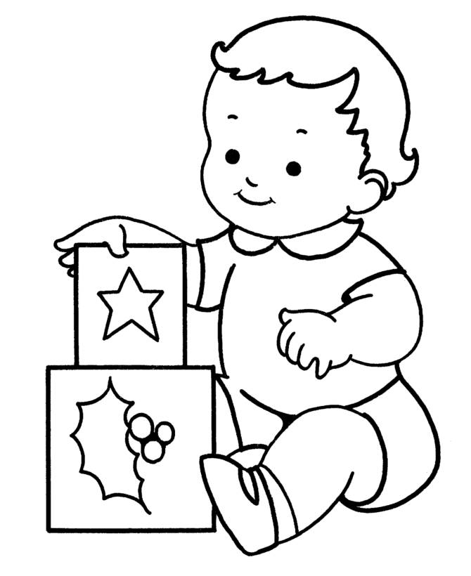 Baby with Presents Coloring Page