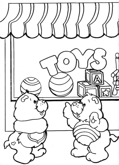 Care Bears at the Toy Shop Coloring Page