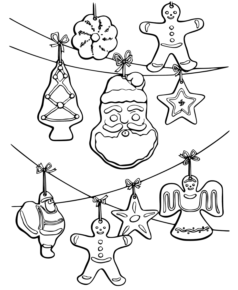 Christmas Cookie Ornaments Coloring Page