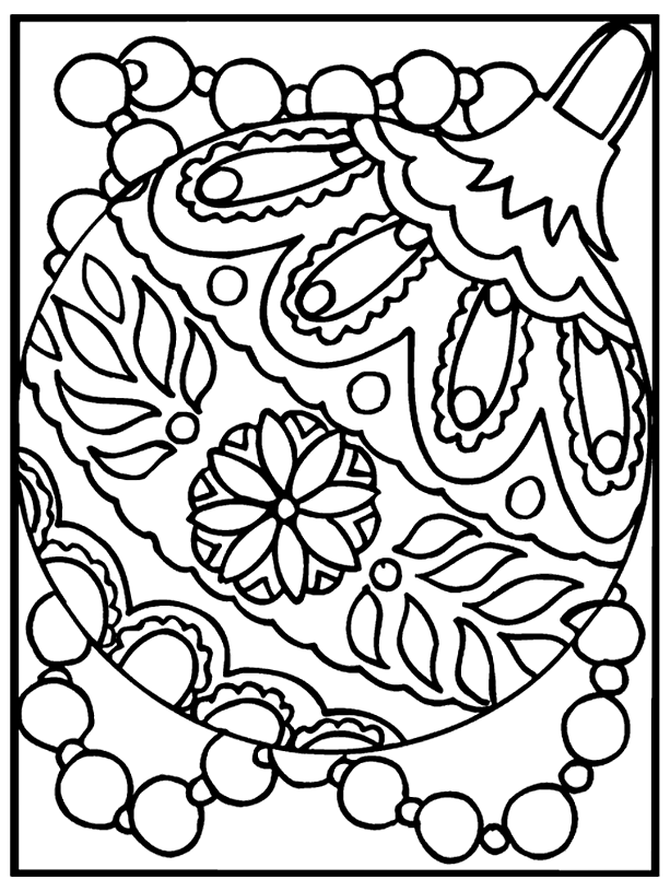 Christmas Ornamen And Beads Coloring Page