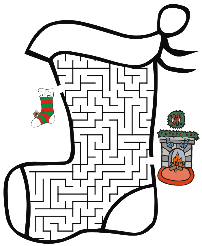 Christmas Stocking Maze - Printable Christmas Games