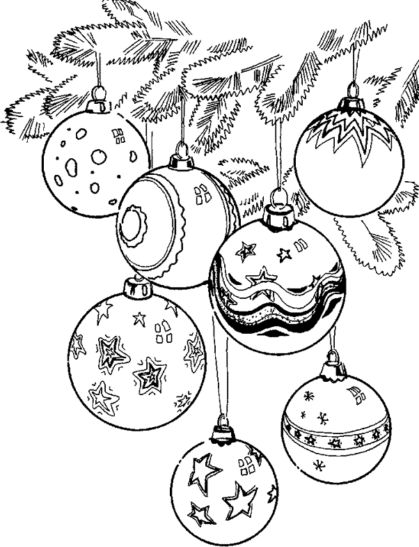 Christmas Tree Ornaments Coloring Page Printable