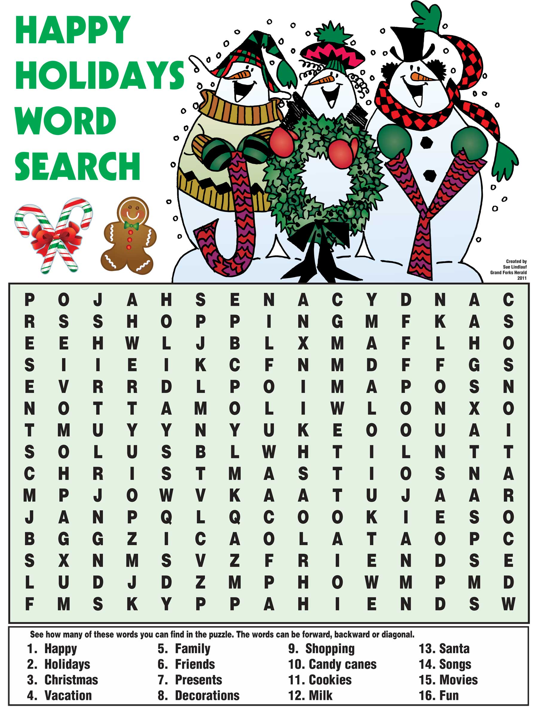 Free Holiday Word Search Printable