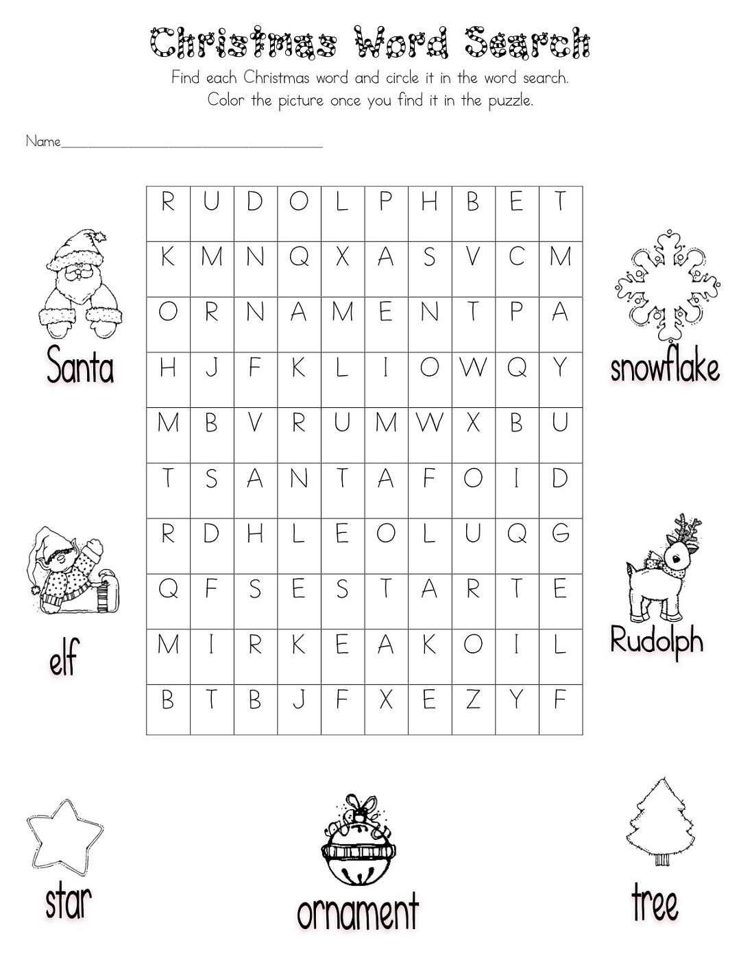 Christmas Word Search for Kids