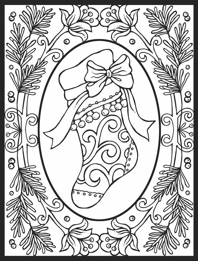 Detailed Christmas Stocking Coloring Pages