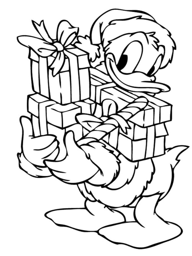 Donald Duck Giving Presents Coloring Page