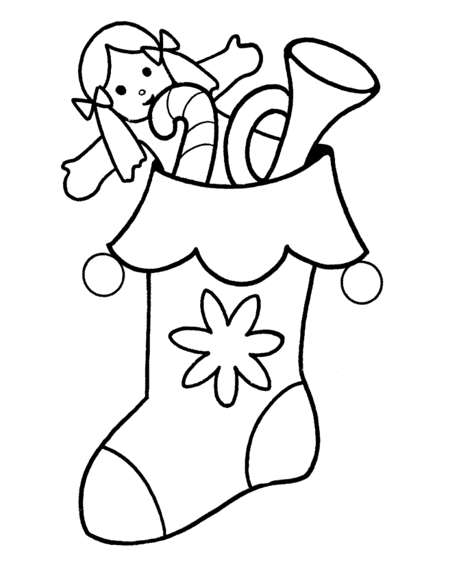 Girls Christmas Stocking Coloring Page