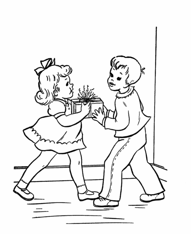 Giving Gift Coloring Page