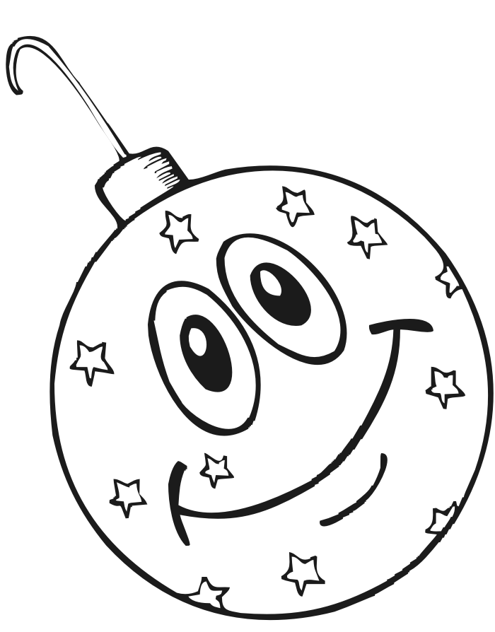 Happy Christmas Ornaments Coloring Page