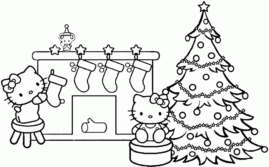 Hello Kitty Christmas Stocking Coloring Page