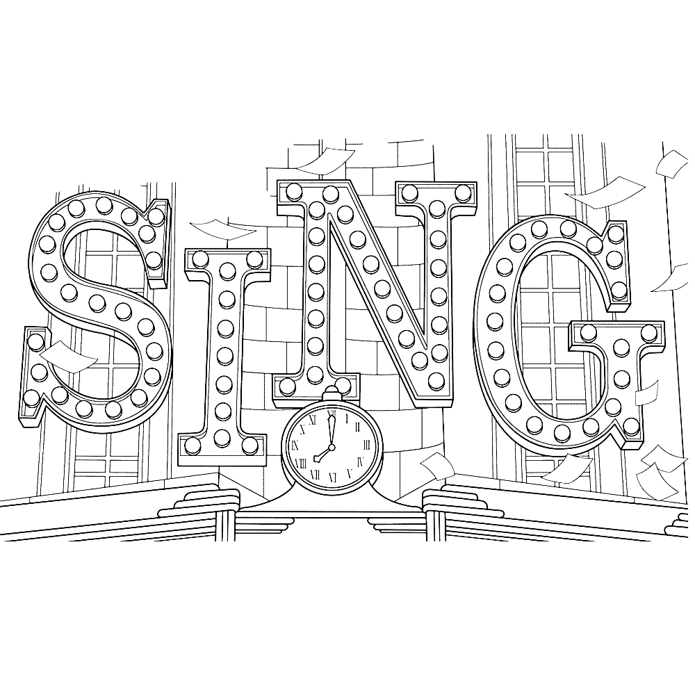 Lighted Sign - Sing Coloring Pages