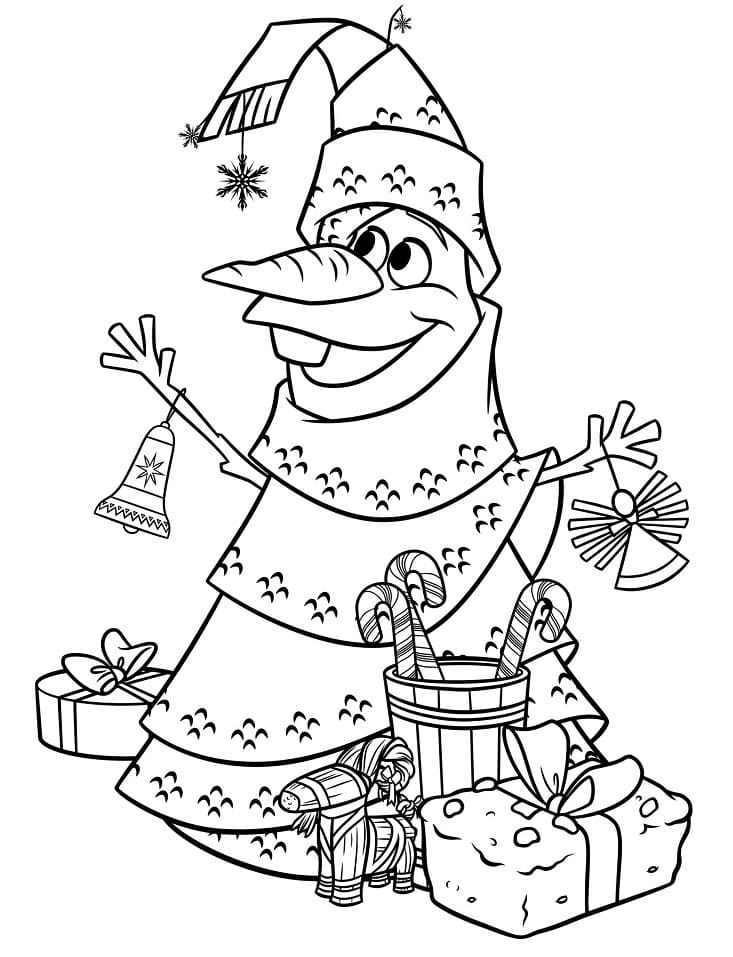 Olaf Is A Christmas Tree Coloring Page