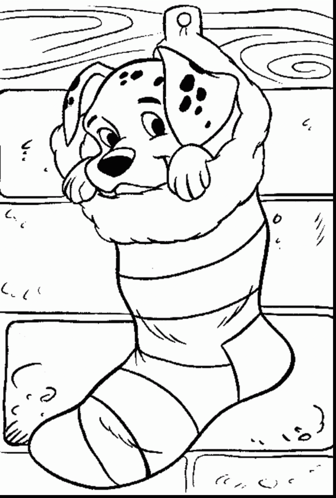 Puppy In A Christmas Stocking Coloring Pages