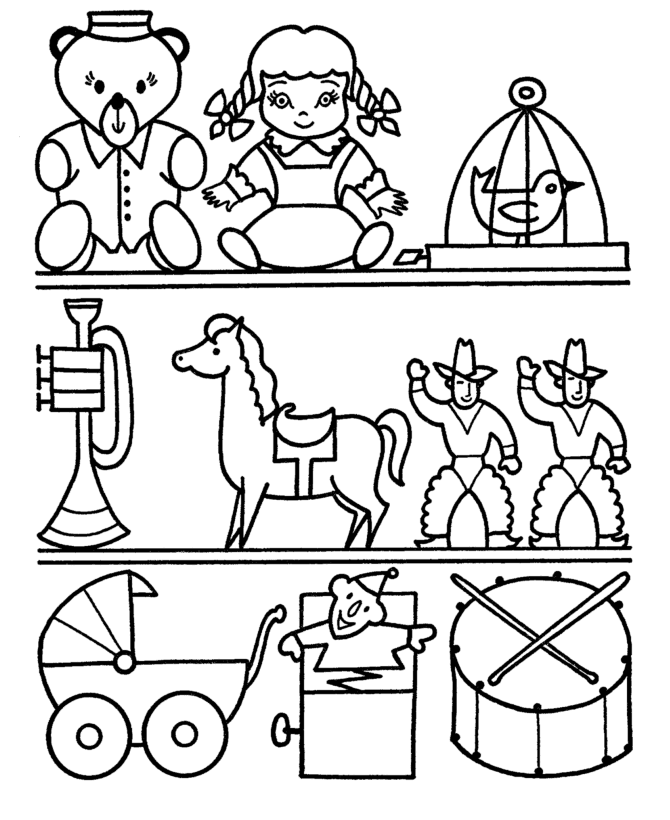 Shelf of Toys Coloring Page