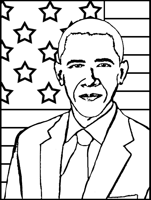 44th President - Barack Obama Coloring Page