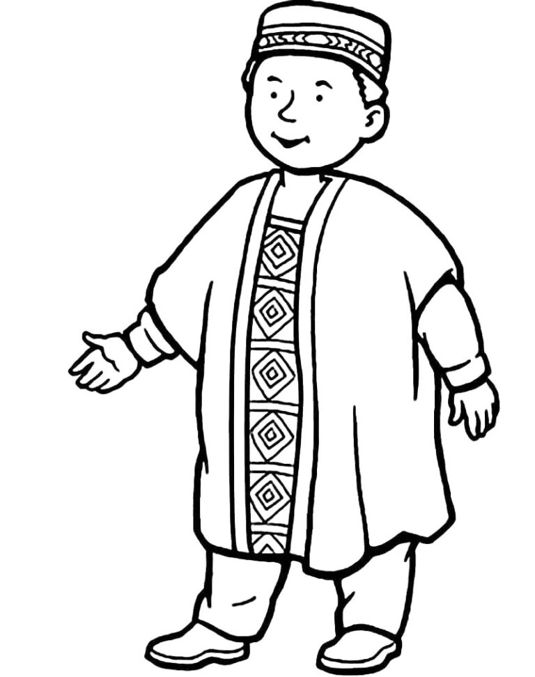 African Attire Men Coloring Page